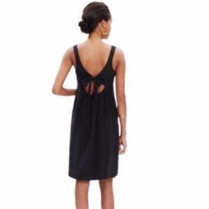 Madewell Black Silk Lookout Bow-Back Dress M
